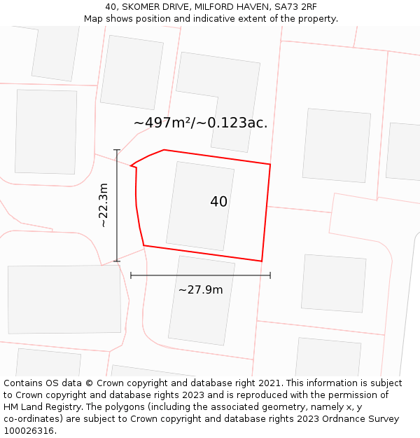 40, SKOMER DRIVE, MILFORD HAVEN, SA73 2RF: Plot and title map