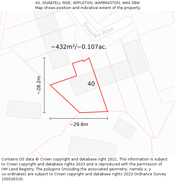 40, SNAEFELL RISE, APPLETON, WARRINGTON, WA4 5BW: Plot and title map