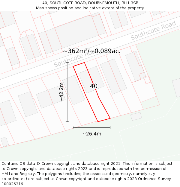 40, SOUTHCOTE ROAD, BOURNEMOUTH, BH1 3SR: Plot and title map