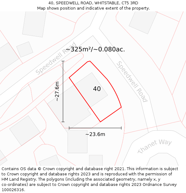 40, SPEEDWELL ROAD, WHITSTABLE, CT5 3RD: Plot and title map