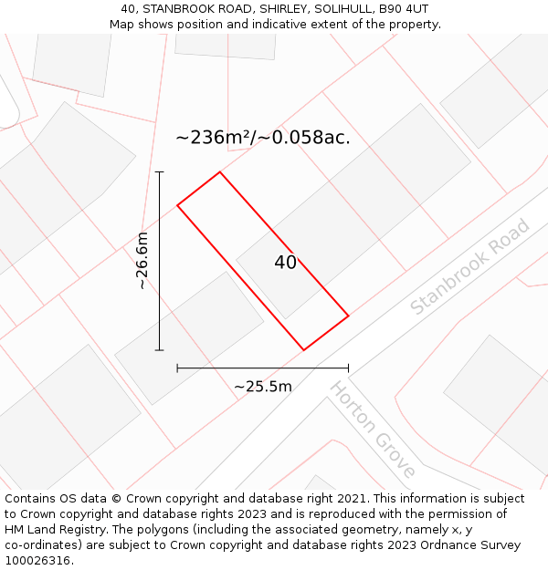 40, STANBROOK ROAD, SHIRLEY, SOLIHULL, B90 4UT: Plot and title map