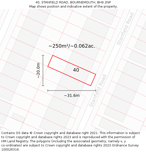 40, STANFIELD ROAD, BOURNEMOUTH, BH9 2NP: Plot and title map