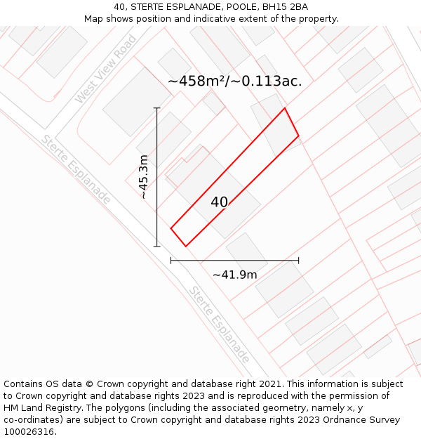40, STERTE ESPLANADE, POOLE, BH15 2BA: Plot and title map