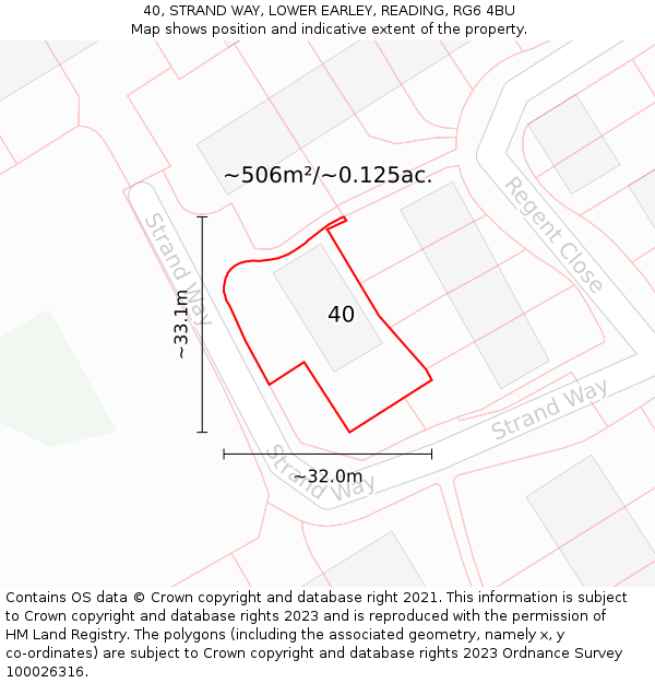 40, STRAND WAY, LOWER EARLEY, READING, RG6 4BU: Plot and title map