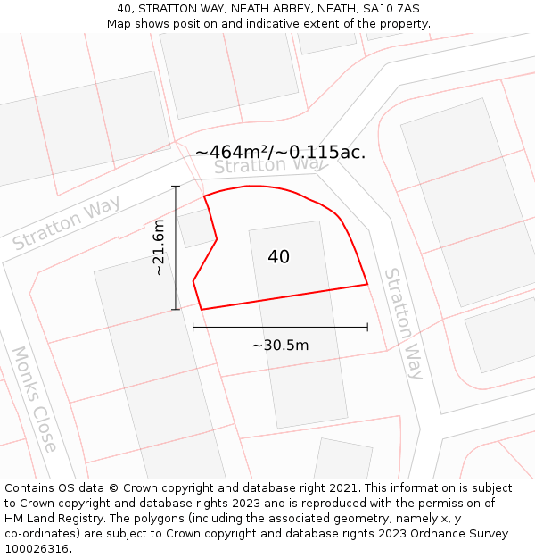 40, STRATTON WAY, NEATH ABBEY, NEATH, SA10 7AS: Plot and title map