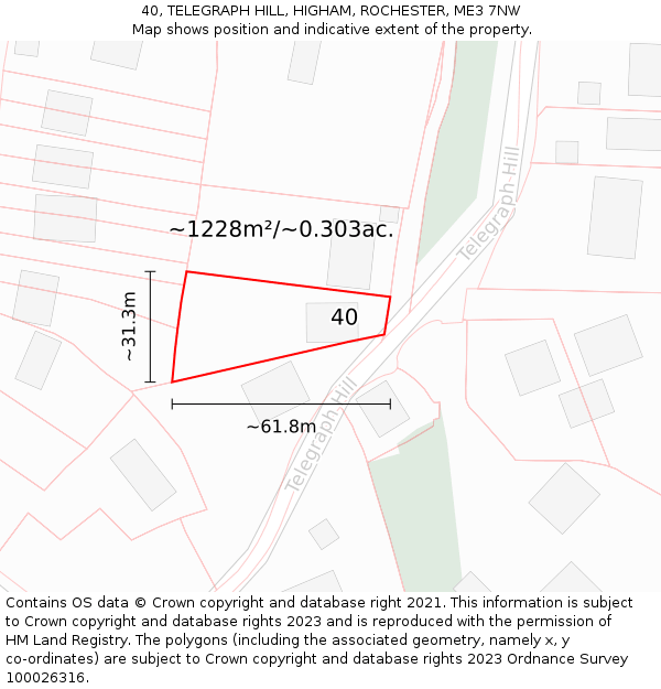40, TELEGRAPH HILL, HIGHAM, ROCHESTER, ME3 7NW: Plot and title map