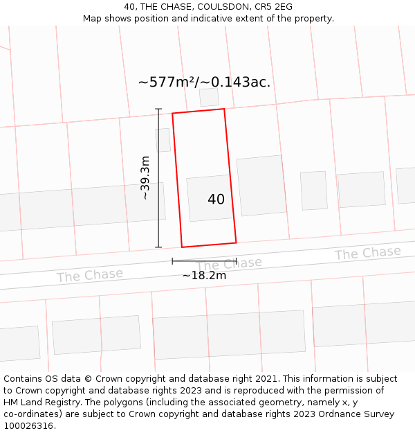 40, THE CHASE, COULSDON, CR5 2EG: Plot and title map