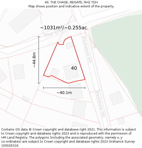 40, THE CHASE, REIGATE, RH2 7DH: Plot and title map