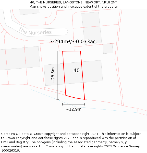 40, THE NURSERIES, LANGSTONE, NEWPORT, NP18 2NT: Plot and title map