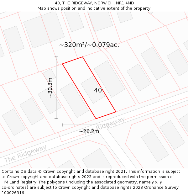 40, THE RIDGEWAY, NORWICH, NR1 4ND: Plot and title map