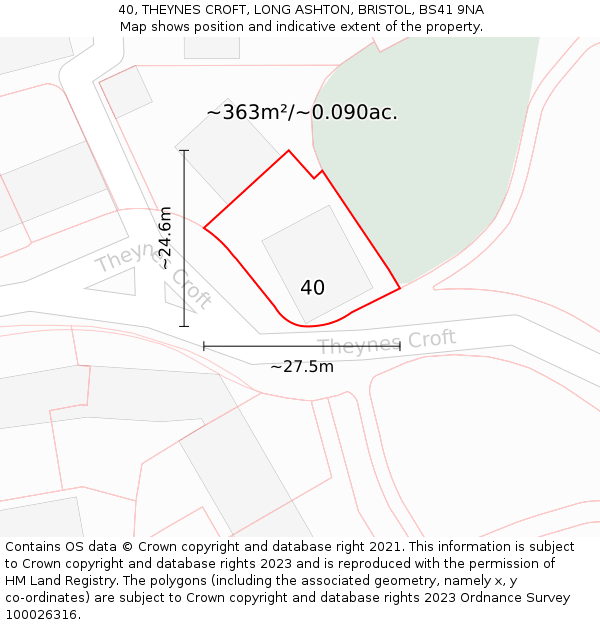 40, THEYNES CROFT, LONG ASHTON, BRISTOL, BS41 9NA: Plot and title map