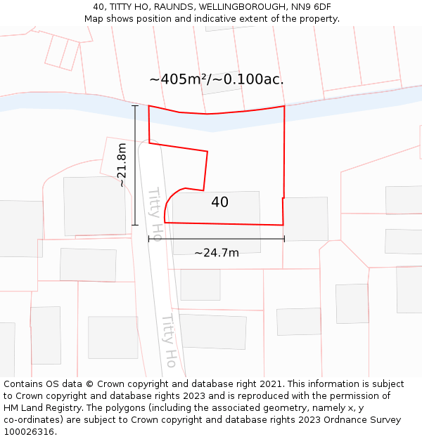 40, TITTY HO, RAUNDS, WELLINGBOROUGH, NN9 6DF: Plot and title map
