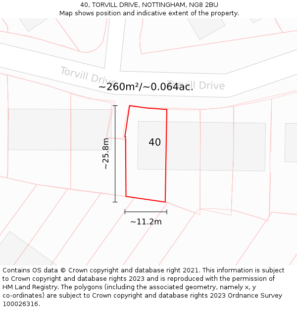 40, TORVILL DRIVE, NOTTINGHAM, NG8 2BU: Plot and title map