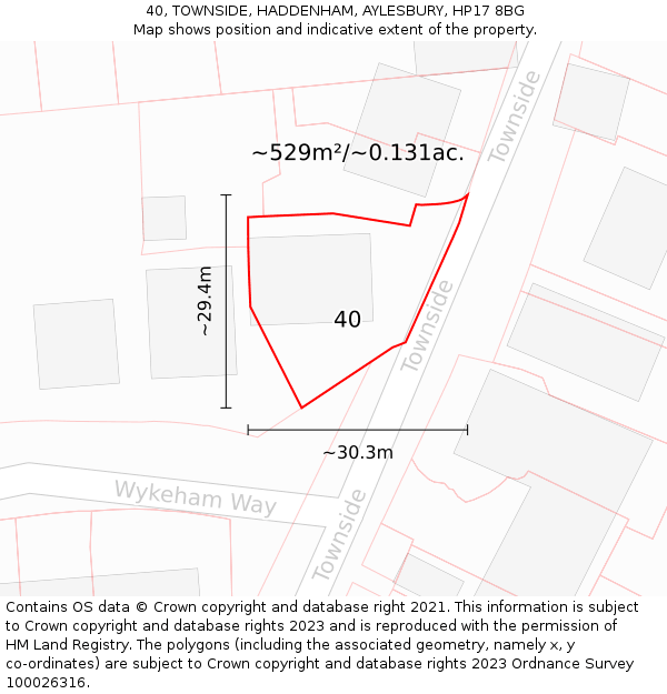 40, TOWNSIDE, HADDENHAM, AYLESBURY, HP17 8BG: Plot and title map