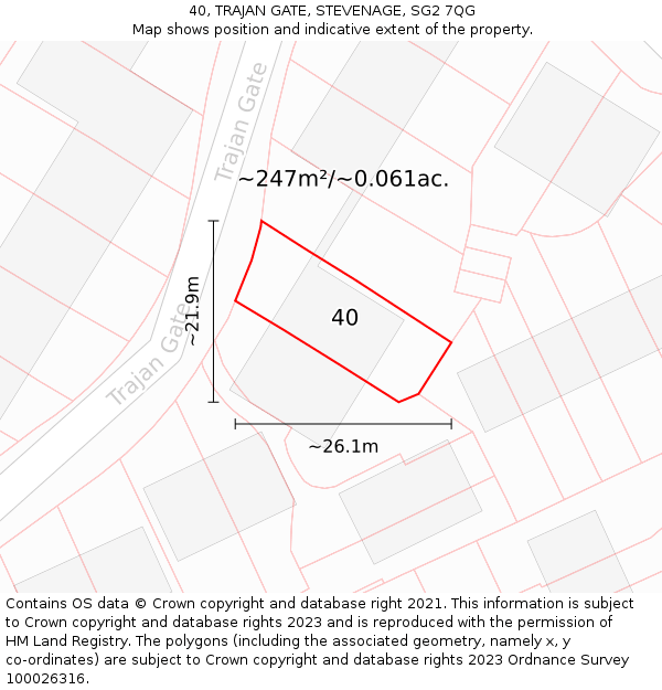 40, TRAJAN GATE, STEVENAGE, SG2 7QG: Plot and title map