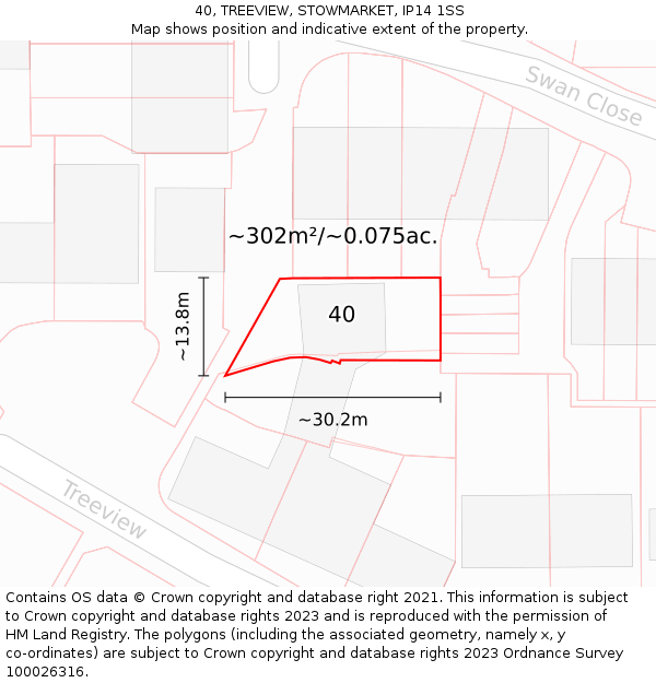 40, TREEVIEW, STOWMARKET, IP14 1SS: Plot and title map