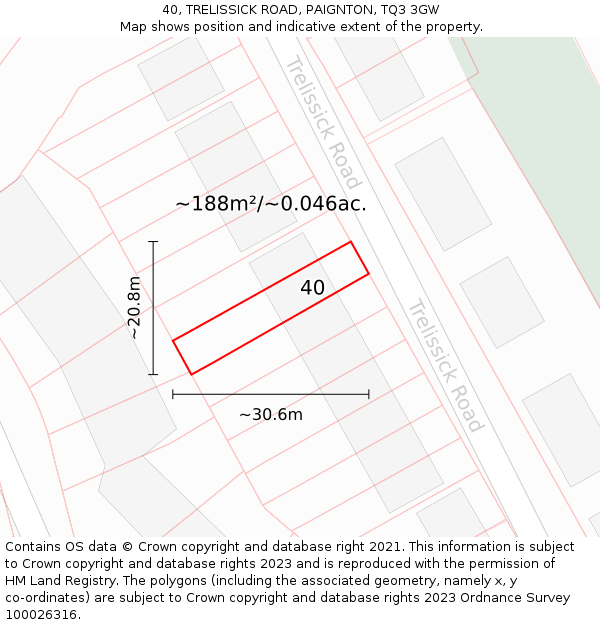 40, TRELISSICK ROAD, PAIGNTON, TQ3 3GW: Plot and title map
