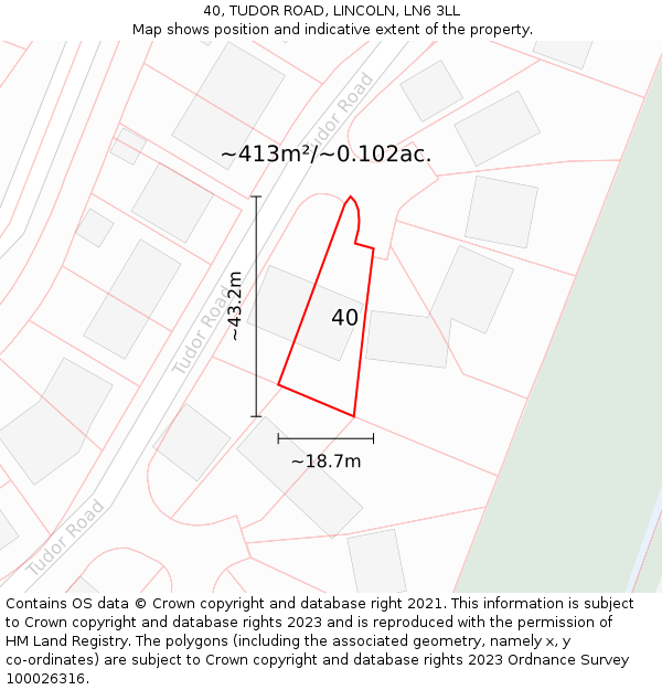 40, TUDOR ROAD, LINCOLN, LN6 3LL: Plot and title map
