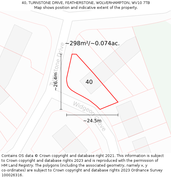 40, TURNSTONE DRIVE, FEATHERSTONE, WOLVERHAMPTON, WV10 7TB: Plot and title map