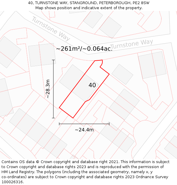 40, TURNSTONE WAY, STANGROUND, PETERBOROUGH, PE2 8SW: Plot and title map