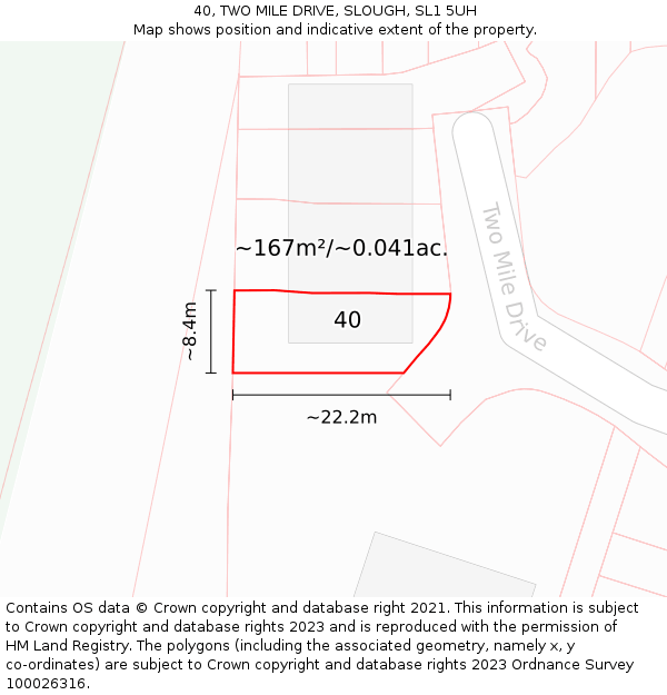 40, TWO MILE DRIVE, SLOUGH, SL1 5UH: Plot and title map