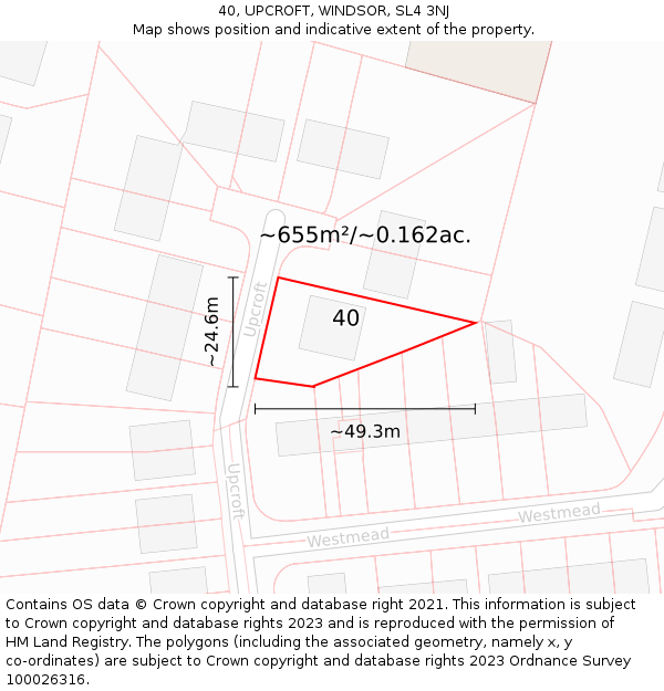 40, UPCROFT, WINDSOR, SL4 3NJ: Plot and title map
