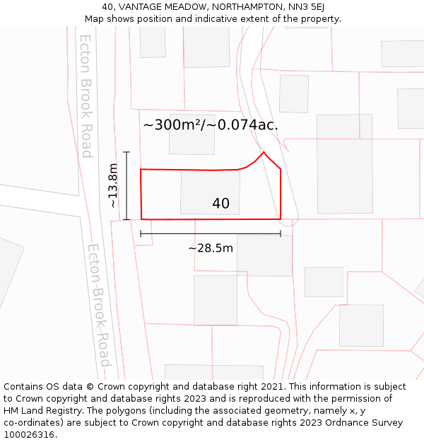 40, VANTAGE MEADOW, NORTHAMPTON, NN3 5EJ: Plot and title map