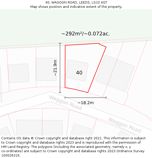 40, WAGGON ROAD, LEEDS, LS10 4GT: Plot and title map
