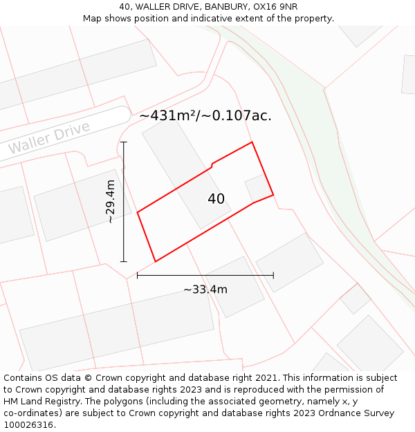 40, WALLER DRIVE, BANBURY, OX16 9NR: Plot and title map