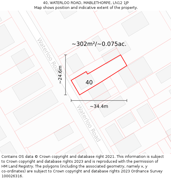 40, WATERLOO ROAD, MABLETHORPE, LN12 1JP: Plot and title map