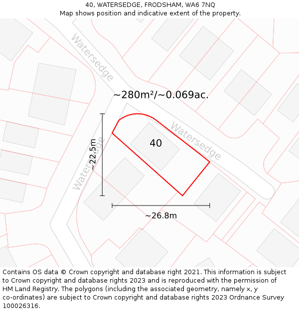 40, WATERSEDGE, FRODSHAM, WA6 7NQ: Plot and title map