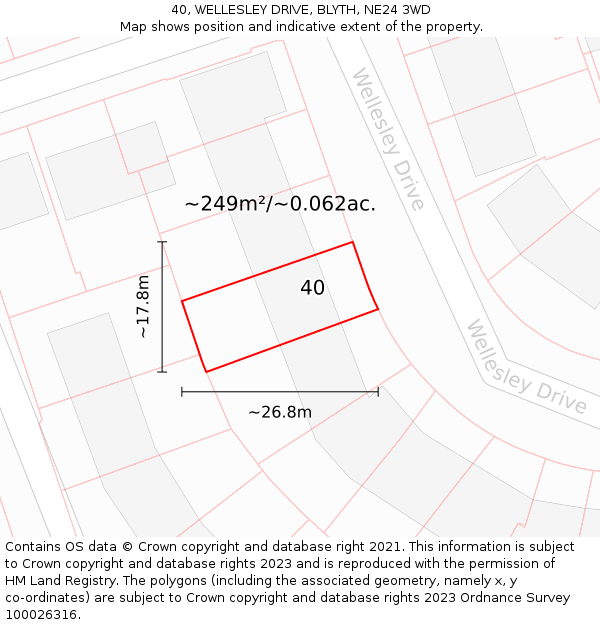 40, WELLESLEY DRIVE, BLYTH, NE24 3WD: Plot and title map