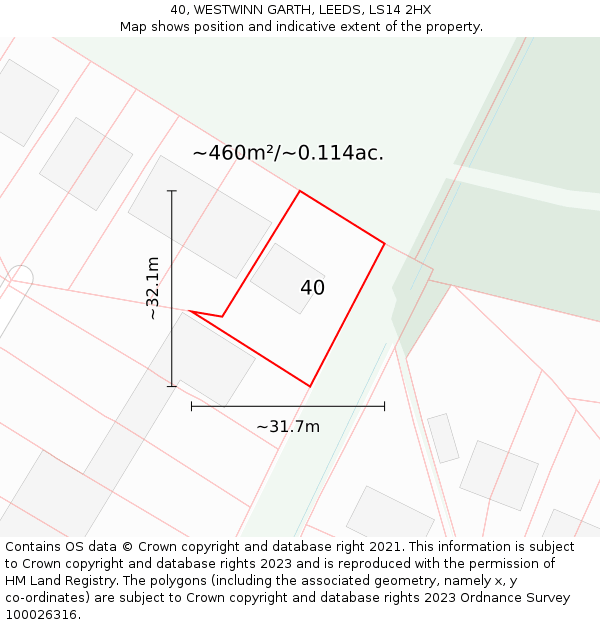 40, WESTWINN GARTH, LEEDS, LS14 2HX: Plot and title map