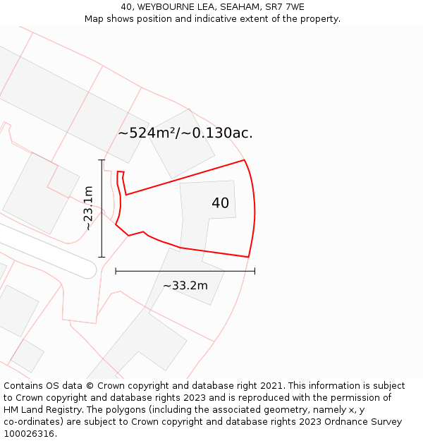 40, WEYBOURNE LEA, SEAHAM, SR7 7WE: Plot and title map