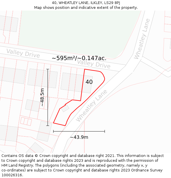 40, WHEATLEY LANE, ILKLEY, LS29 8PJ: Plot and title map