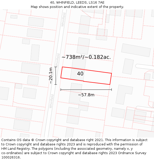 40, WHINFIELD, LEEDS, LS16 7AE: Plot and title map