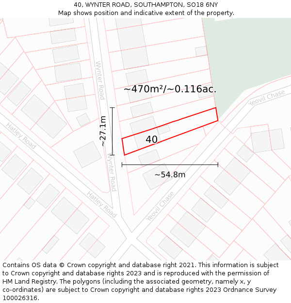 40, WYNTER ROAD, SOUTHAMPTON, SO18 6NY: Plot and title map
