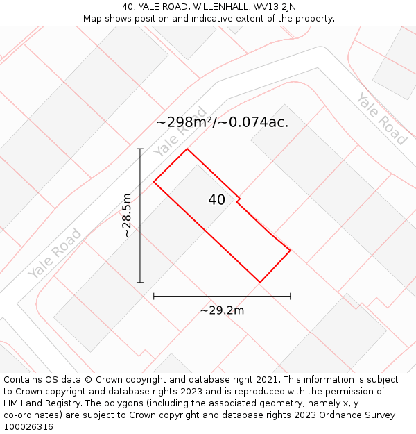 40, YALE ROAD, WILLENHALL, WV13 2JN: Plot and title map