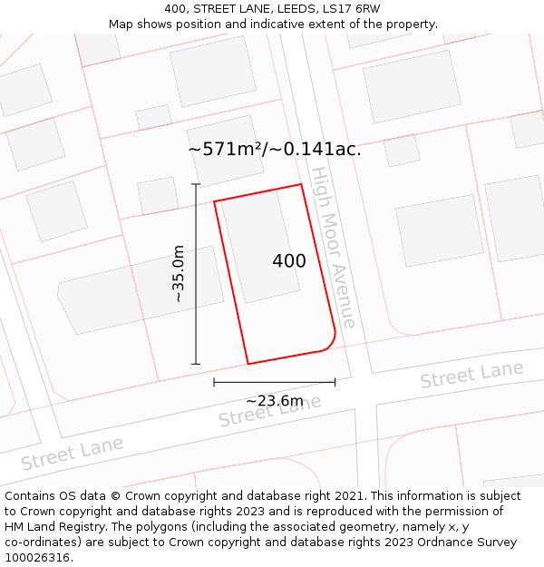 400, STREET LANE, LEEDS, LS17 6RW: Plot and title map