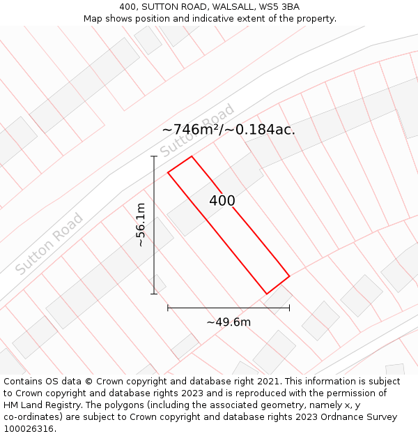 400, SUTTON ROAD, WALSALL, WS5 3BA: Plot and title map