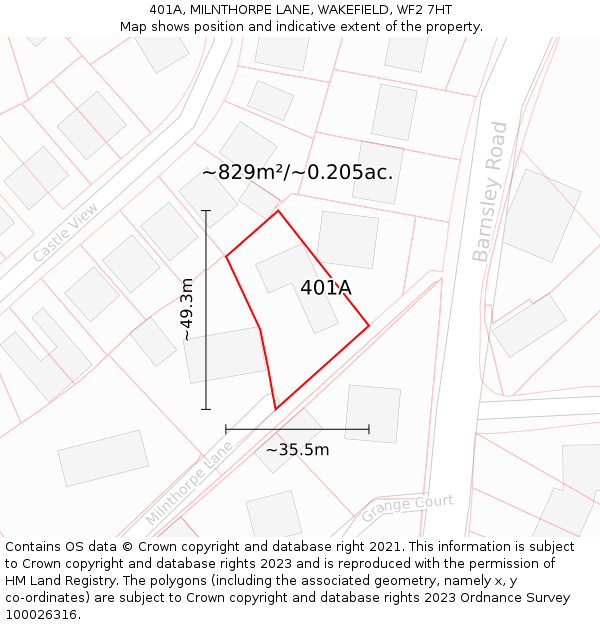 401A, MILNTHORPE LANE, WAKEFIELD, WF2 7HT: Plot and title map