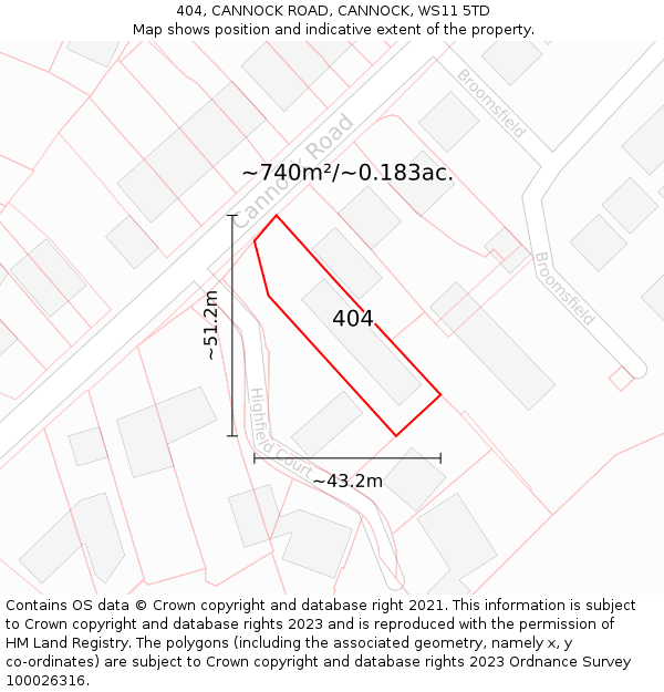 404, CANNOCK ROAD, CANNOCK, WS11 5TD: Plot and title map