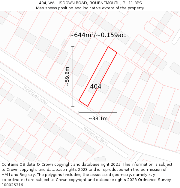 404, WALLISDOWN ROAD, BOURNEMOUTH, BH11 8PS: Plot and title map