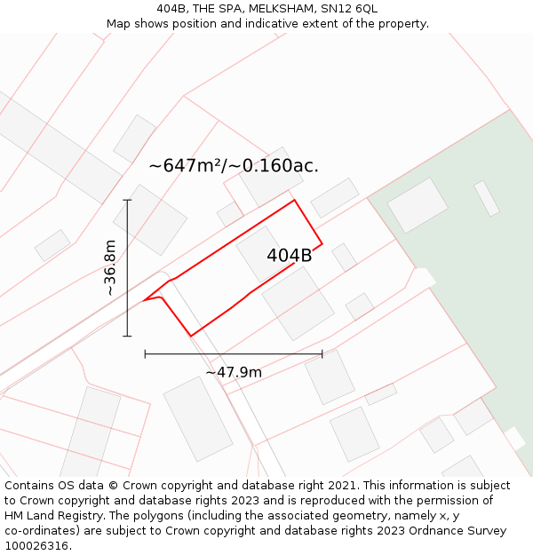 404B, THE SPA, MELKSHAM, SN12 6QL: Plot and title map
