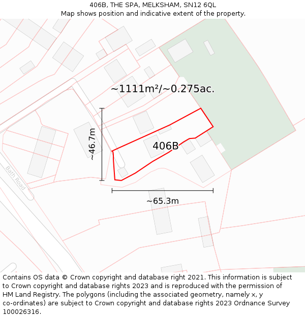 406B, THE SPA, MELKSHAM, SN12 6QL: Plot and title map
