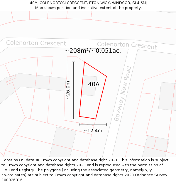 40A, COLENORTON CRESCENT, ETON WICK, WINDSOR, SL4 6NJ: Plot and title map