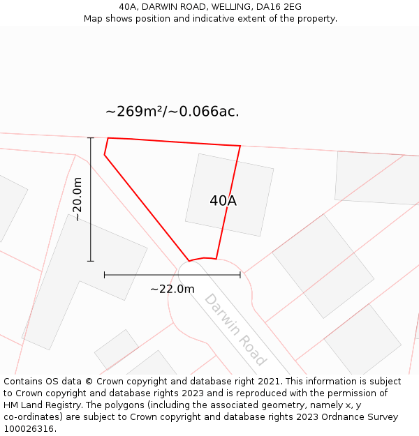40A, DARWIN ROAD, WELLING, DA16 2EG: Plot and title map