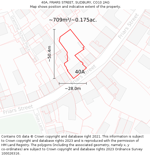40A, FRIARS STREET, SUDBURY, CO10 2AG: Plot and title map