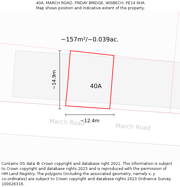 40A, MARCH ROAD, FRIDAY BRIDGE, WISBECH, PE14 0HA: Plot and title map