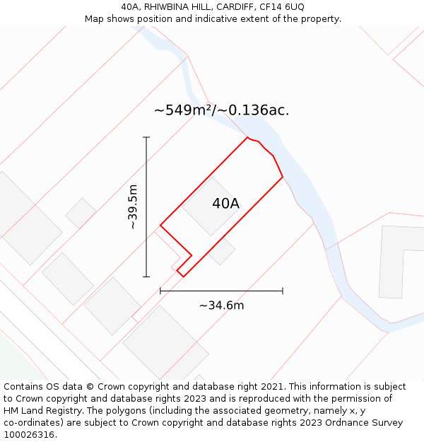 40A, RHIWBINA HILL, CARDIFF, CF14 6UQ: Plot and title map